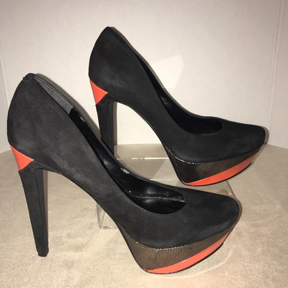 Jessica Simpson Shoes Platforms Black Suede Orange - Picture 5 of 8